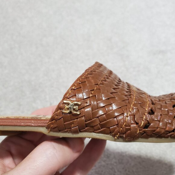 SAM EDELMAN Natalya Woven Leather Mules Clogs Rattan Raffia Brown Women's 7.5 - Picture 4 of 11